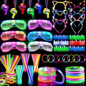 178 Pc Glow In The Dark Neon Party, Led Glasses Headbands Bracelets Necklaces
